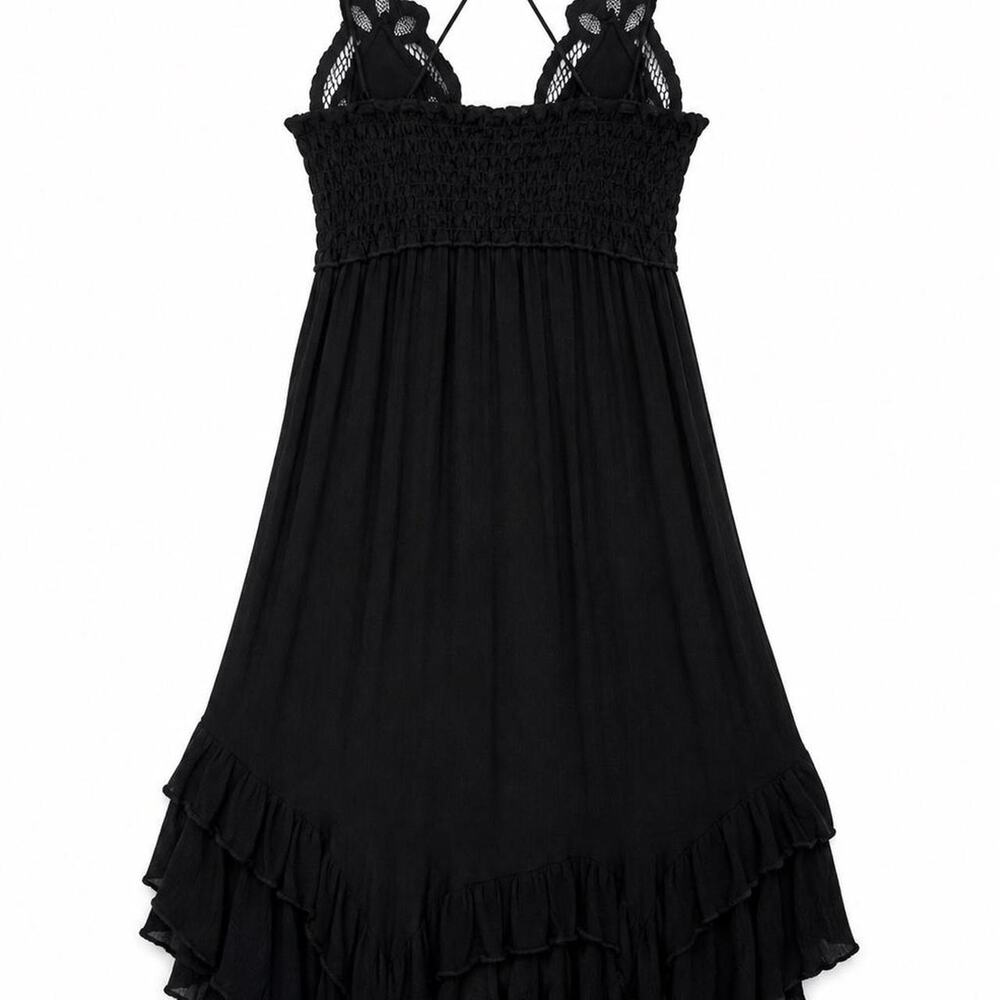 Free People Black Lace Crochet Mini Dress XS - Picture 5 of 6
